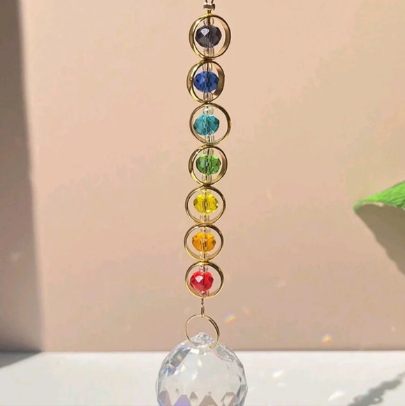 Hanging sun catcher home decor golden multicolor indoor garden diamond art - Picture 6 of 9